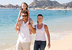 family walking on the beach